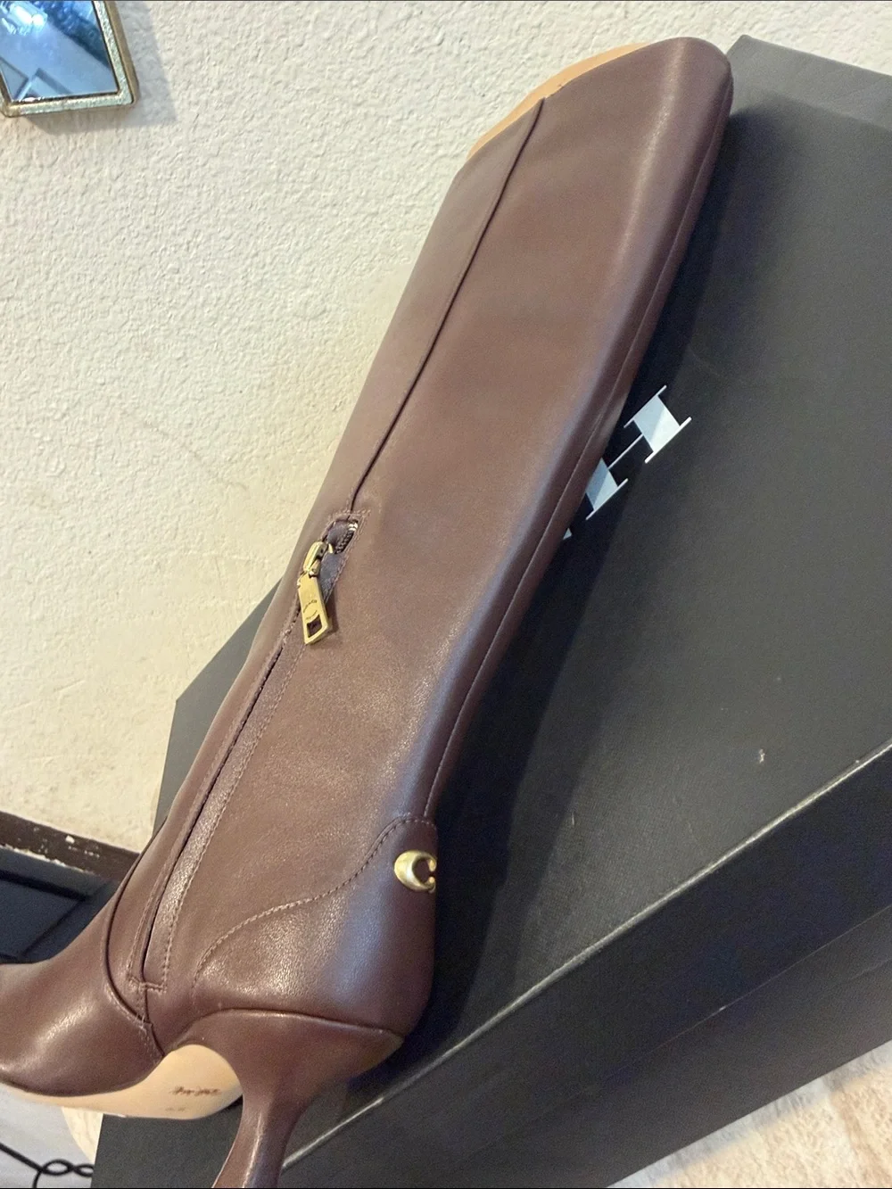 Coach Dark Brown Leather Over-the-Knee Boots